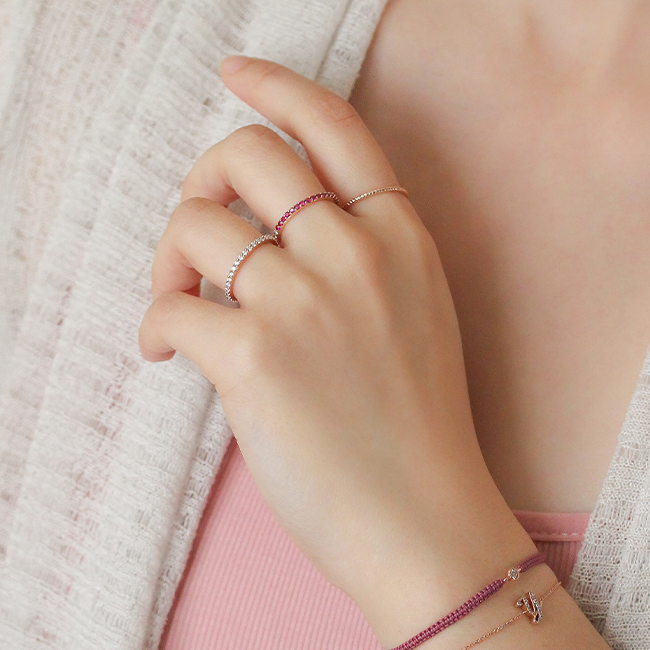 Pavé half eternity diamond ring